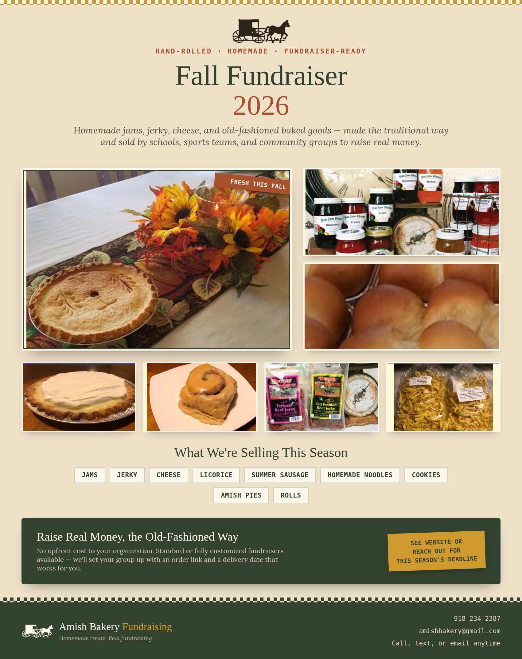 Amish Bakery Fundraising Fall Fundraiser flyer